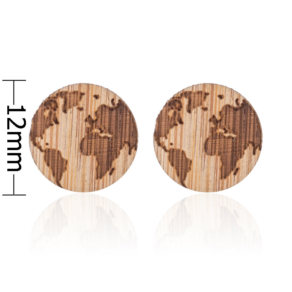 Wholesale Wood Map Ear Studs